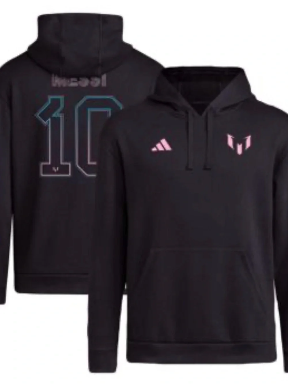 Adidas Messi 10 Hoodie Black Pink Mens XS / Womens Medium Oversized